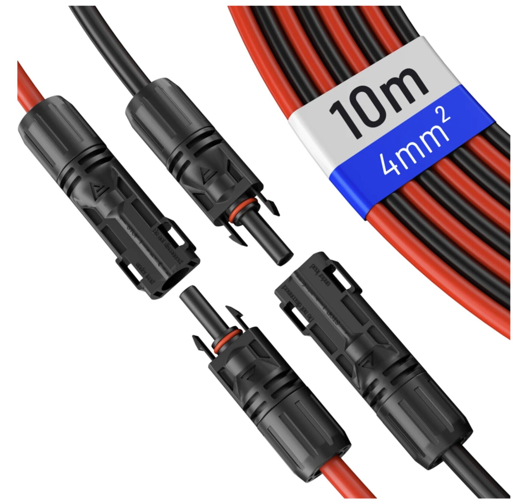 10m Solarkabel Verlängerung 4mm2 Schwarz:rot