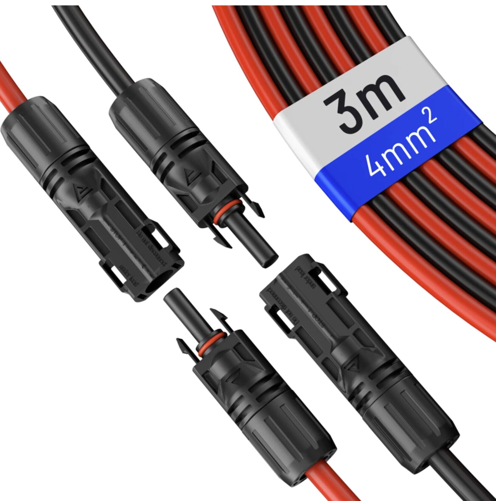 3m Solarkabel Verlängerung 4mm2 Schwarz:rot