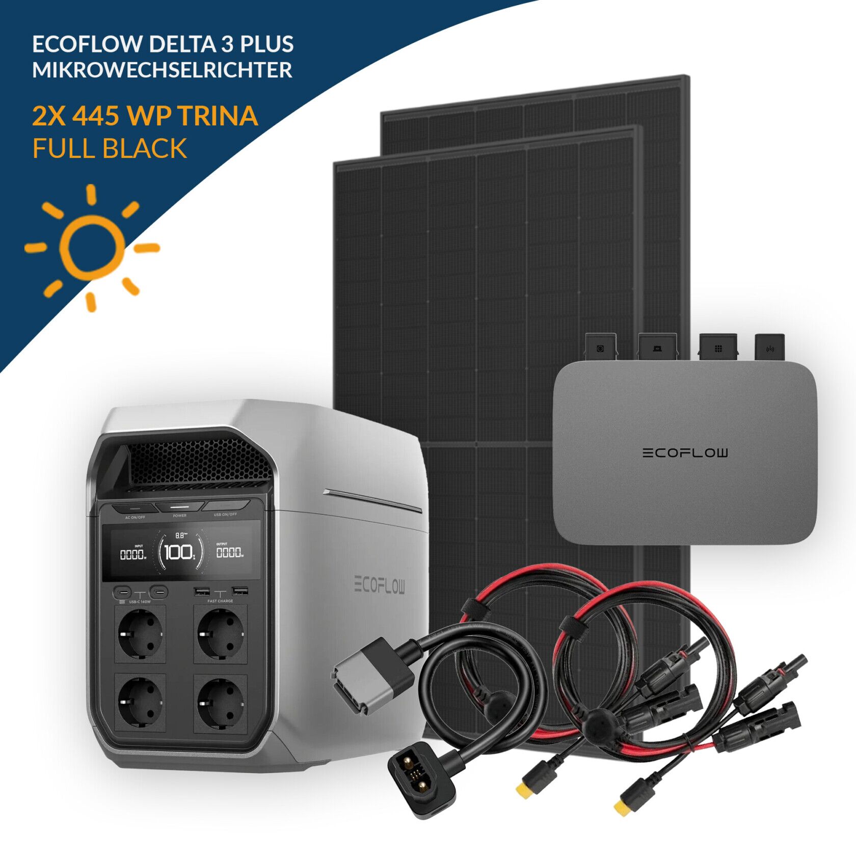 Ecoflow Delta 3 Plus Pv 445 Full Black Bundle Mit Einspeisung