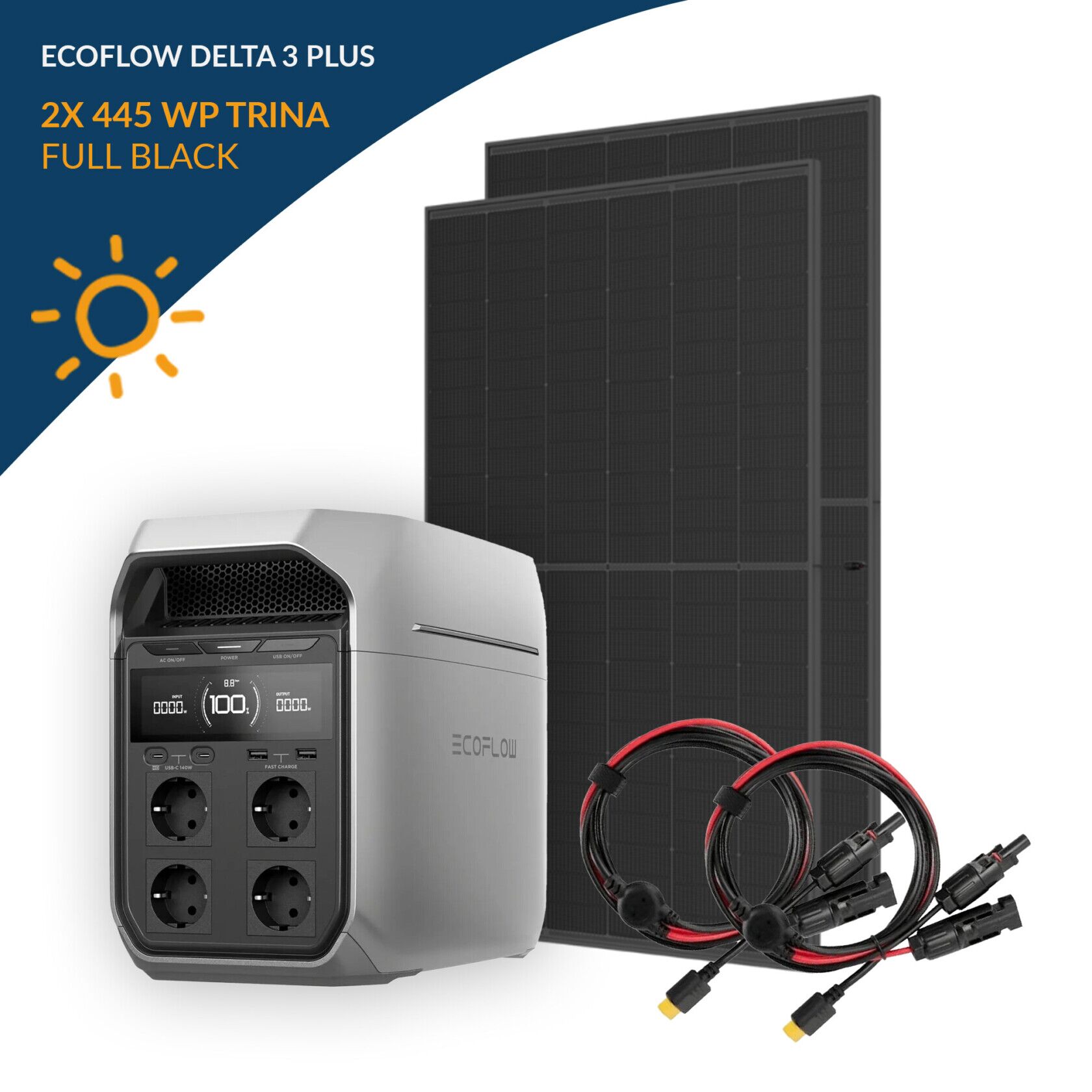 Ecoflow Delta 3 Plus Pv 445 Full Black Bundle Ohne Einspeisung